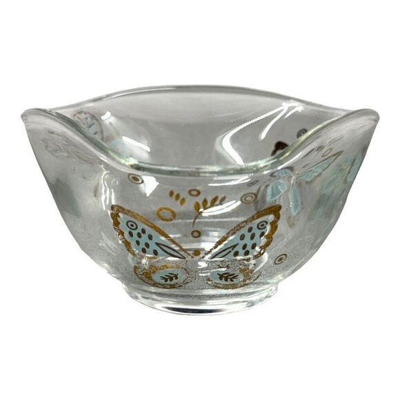 Georges Briard MCM Candy Dish Mid-Century Glass Bowl w/ Butterfly Design Spring - Picture 3 of 8